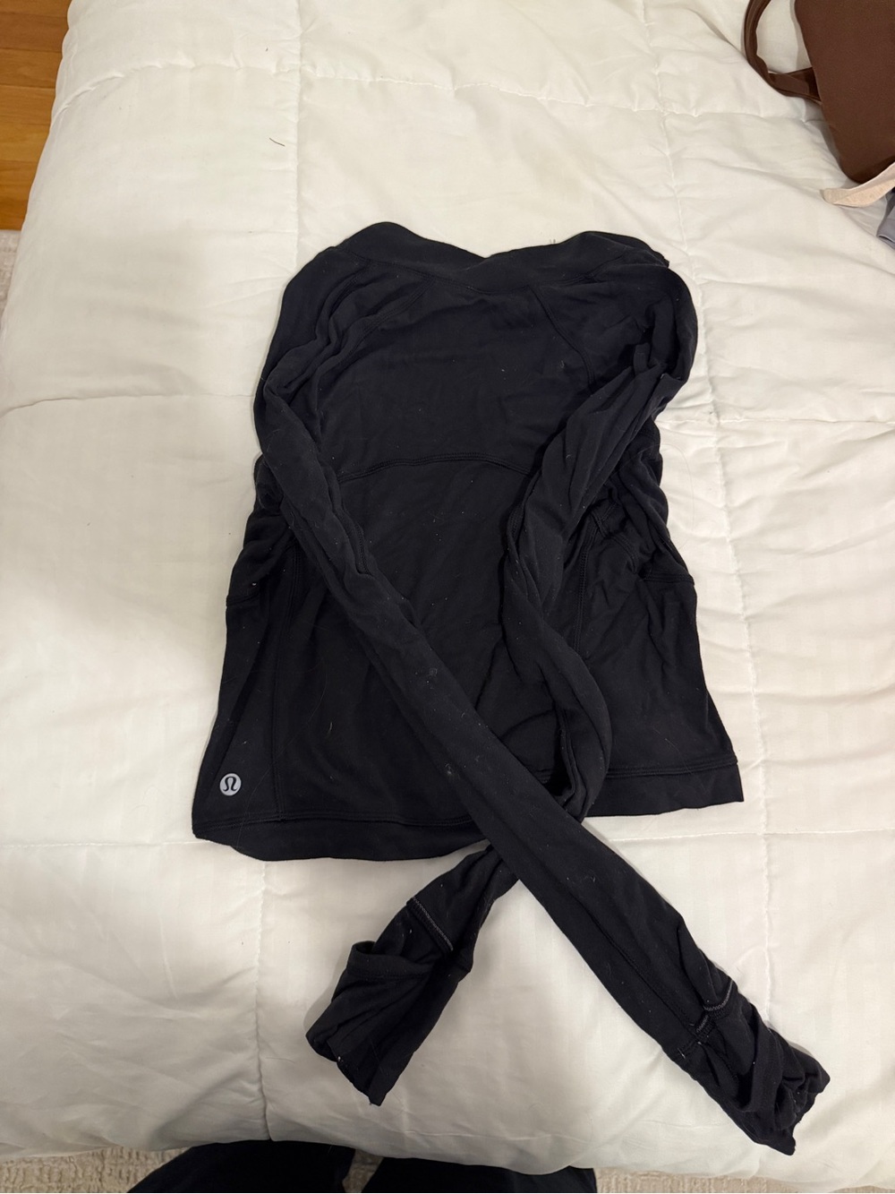lululemon athletica Black Strapless Wrap Top with Long Ties